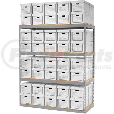 130103 by GLOBAL INDUSTRIAL - Global Industrial&#8482; Record Storage Open With Boxes 72"W x 30"D x 84"H - Gray