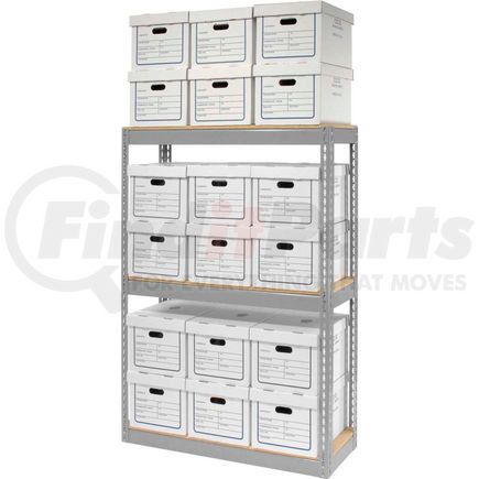 130098 by GLOBAL INDUSTRIAL - Global Industrial&#8482; Record Storage Open With Boxes 42"WX15"DX60"H - Gray