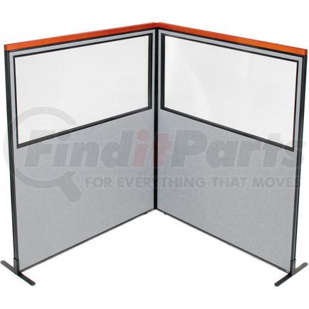 695100GY by GLOBAL INDUSTRIAL - Interion® Deluxe Freestanding 2-Panel Corner Divider w/Partial Window 60-1/4"W x 73-1/2"H Gray