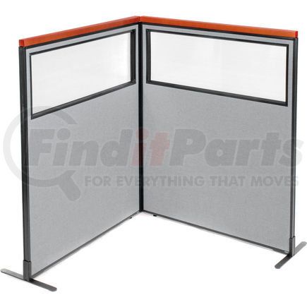 695017GY by GLOBAL INDUSTRIAL - Interion&#174; Deluxe Freestanding 2-Panel Corner Divider w/Partial Window 48-1/4"W x 61-1/2"H Gray