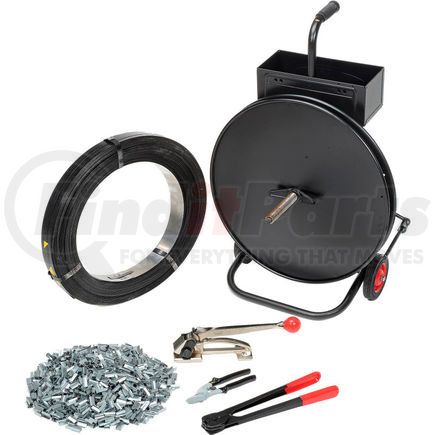 795263 by GLOBAL INDUSTRIAL - Global Industrial&#8482; Steel Strapping Kit 1/2" x 2,940' Coil With Tensioner, Sealer, Seals & Cart