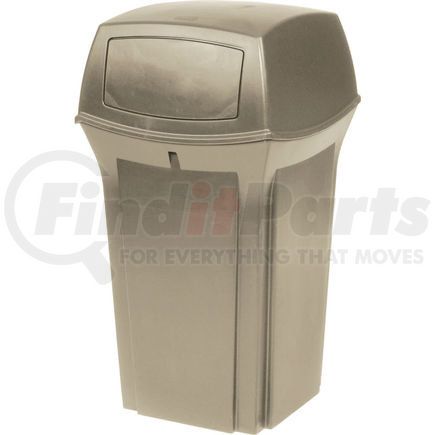 FG843088BEIG by RUBBERMAID - Rubbermaid&#174; Plastic Square 2 Door Trash Can, 35 Gallon, Beige