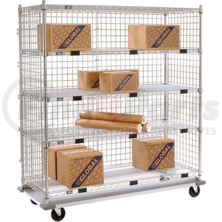 800379 by GLOBAL INDUSTRIAL - Nexel® Enclosed Wire Exchange Truck 5 Wire Shelves 1000 Lb. Cap.