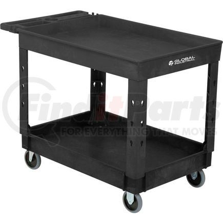 800334 by GLOBAL INDUSTRIAL - Global Industrial&#153; Tray Top Plastic Utility Cart, 2 Shelf, 44"Lx25-1/2"W, 5" Casters, Black