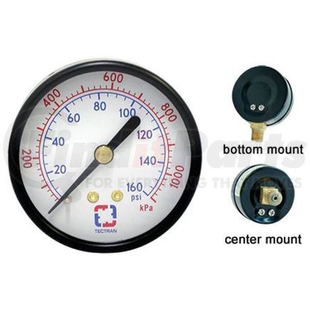 80G25CB16 by TECTRAN - Brake Pressure Gauge - Center Mount, 2.5 in. diameter, 0 - 160 psi