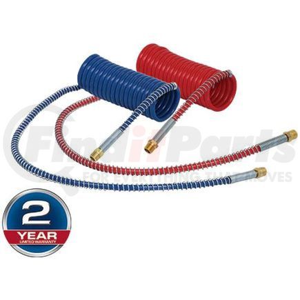 16212R by TECTRAN - Air Brake Hose Assembly - 12 ft., V-Line Aircoil, Red, with Brass Fittings
