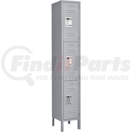 493423GY by GLOBAL INDUSTRIAL - Global Industrial&#153; Infinity&#174; Triple Tier 3 Door Locker, 12"Wx15"Dx24"H, Gray, Assembled