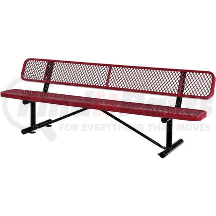 277155RD by GLOBAL INDUSTRIAL - Global Industrial&#8482; 8 ft. Outdoor Steel Bench with Backrest - Expanded Metal - Red