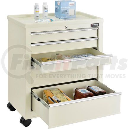 670147 by GLOBAL INDUSTRIAL - Global Industrial&#153; 5-Drawer Medical Bedside Cart W/ Key Lock, 24-1/2"L x 13-1/4"W x 29"H, Beige