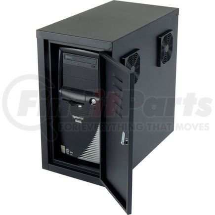 249309ABK by GLOBAL INDUSTRIAL - Global Industrial&#8482; CPU Side Cabinet with Front/Rear Doors and 2 Exhaust Fans - Black