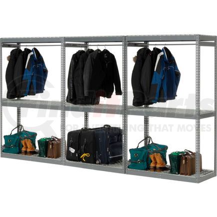 796547 by GLOBAL INDUSTRIAL - Global Industrial&#8482; Boltless Luggage Garment Triple Rack - 144"W x 24"D x 84"H