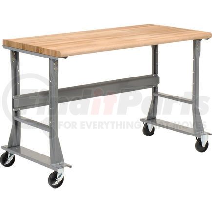 183979A by GLOBAL INDUSTRIAL - Global Industrial&#153; 72 x 30 Mobile Fixed Height Flared Leg Workbench - Maple Safety Edge Gray