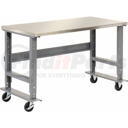 239126A by GLOBAL INDUSTRIAL - Global Industrial&#153; 72x30 Mobile Adjustable Height C-Channel Leg Workbench - Stainless Steel
