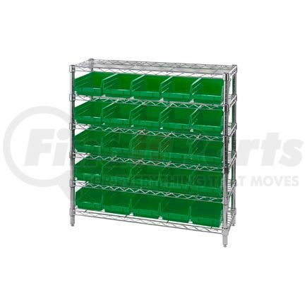 268980GN by GLOBAL INDUSTRIAL - Global Industrial&#153; Chrome Wire Shelving with 25 4"H Plastic Shelf Bins Green, 36x14x36