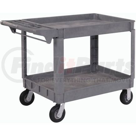 242085 by GLOBAL INDUSTRIAL - Global Industrial&#153; Deluxe Tray Top Plastic Utility Cart, 2 Shelf, 46"Lx25"W, 6" Casters, Gray