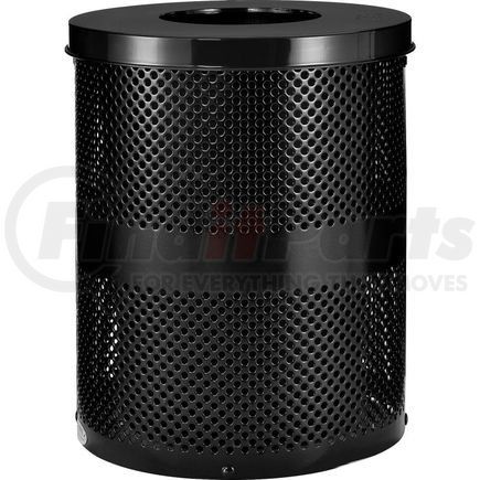 261925BK by GLOBAL INDUSTRIAL - Global Industrial&#153; Outdoor Perforated Steel Trash Can With Flat Lid, 36 Gallon, Black