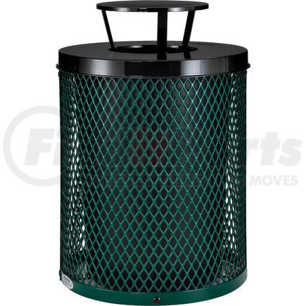 261926GN by GLOBAL INDUSTRIAL - Global Industrial&#153; Outdoor Diamond Steel Trash Can With Rain Bonnet Lid, 36 Gallon, Green