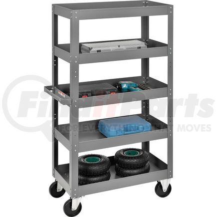 988833 by GLOBAL INDUSTRIAL - Global Industrial&#8482; Multi-Level Steel Shelf Truck with 5 Shelves 30 x 16 800 Lb. Capacity