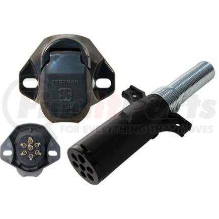 670P-72A by TECTRAN - Trailer Receptacle Socket - 7-Way, Bull Nose, Poly, Screw, Solid Pin Type