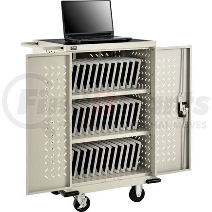 987877 by GLOBAL INDUSTRIAL - Global Industrial&#153; Mobile Storage & Charging Cart for 36 iPads & Tablets, Putty, Unassembled