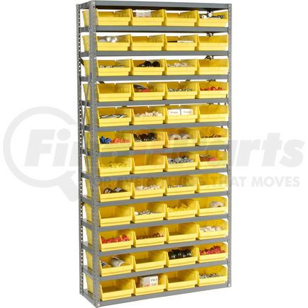 603439YL by GLOBAL INDUSTRIAL - Global Industrial&#153; Steel Shelving with 48 4"H Plastic Shelf Bins Yellow, 36x12x72-13 Shelves