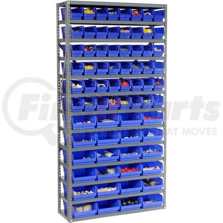 603441BL by GLOBAL INDUSTRIAL - Global Industrial&#153; Steel Shelving - Total 72 4"H Plastic Shelf Bins Blue, 36x12x72-13 Shelves