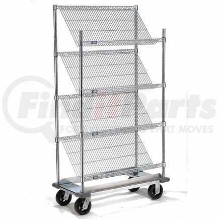 504109 by GLOBAL INDUSTRIAL - Slant Wire Shelving Truck - 4 Shelves With Dolly Base - 48"W x 18"D x 70"H