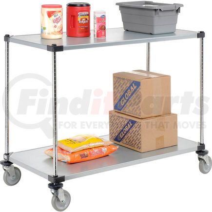 188884 by GLOBAL INDUSTRIAL - Nexel&#174; Adjustable Solid Galvanized Shelf Cart 48x24 2 Shelves 800 Lb. Cap