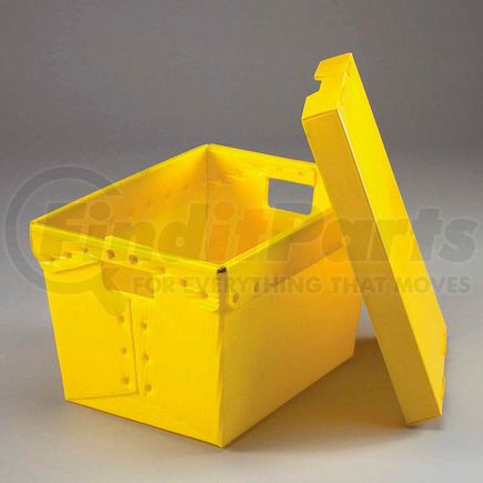 257920YL by GLOBAL INDUSTRIAL - Global Industrial&#153; Corrugated Plastic Postal Mail Tote With Lid 18-1/2x13-1/4x12 Yellow