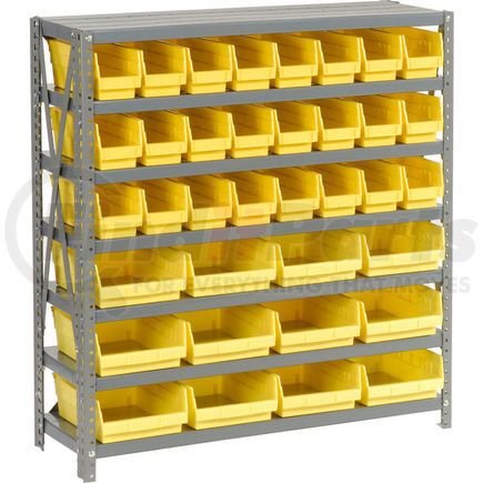603433YL by GLOBAL INDUSTRIAL - Global Industrial&#153; Steel Shelving - Total 36 4"H Plastic Shelf Bins Yellow, 36x12x39-7 Shelves