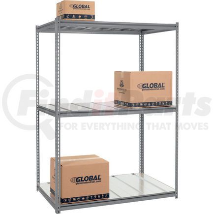 580907GY by GLOBAL INDUSTRIAL - Global Industrial&#153; High Cap. Starter Rack 60Wx48Dx84H 3 Level Steel Deck 1300lb Per Shelf GRY