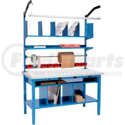 412440B by GLOBAL INDUSTRIAL - Complete Electric Packing Workbench Plastic Square Edge - 60 x 36