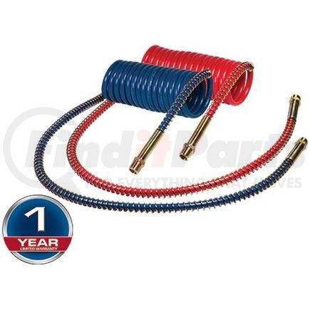 1615LRV by TECTRAN - Air Brake Hose Assembly - 15 ft., V-Line Aircoil, Red, with LIFESwivel Fitting