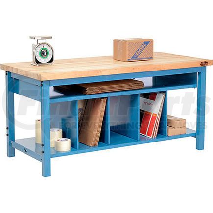 412469 by GLOBAL INDUSTRIAL - Packing Workbench Maple Butcher Block Square Edge - 72 x 36 with Lower Shelf Kit