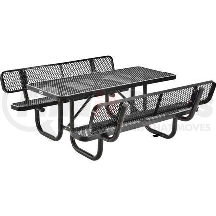 277630BK by GLOBAL INDUSTRIAL - Global Industrial&#153; 6' Rectangular Outdoor Picnic Table With Backrests, Expanded Metal, Black