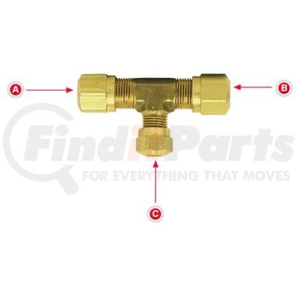 1364-664 by TECTRAN - Air Brake Air Line Union - Brass, 3/8 in. Tube Size