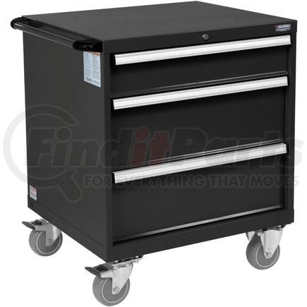 298446BK by GLOBAL INDUSTRIAL - Global Industrial&#153; Mobile Modular Drawer Cabinet, 3 Drawers, w/Lock, 30"Wx27"Dx37"H, Black