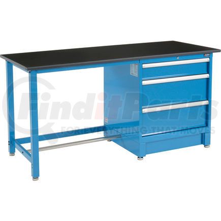 711145 by GLOBAL INDUSTRIAL - Global Industrial&#153; 72"Wx30"D Modular Workbench with 3 Drawers, Phenolic Resin Safety Edge, Blue