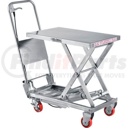 989009 by GLOBAL INDUSTRIAL - Global Industrial&#8482; Stainless Steel Mobile Scissor Lift Table 27 x 17 - 400 Lb. Cap.