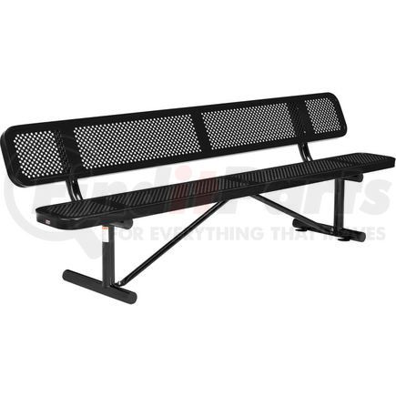 262077BK by GLOBAL INDUSTRIAL - Global Industrial&#8482; 8 ft. Outdoor Steel Picnic Bench with Backrest - Perforated Metal - Black