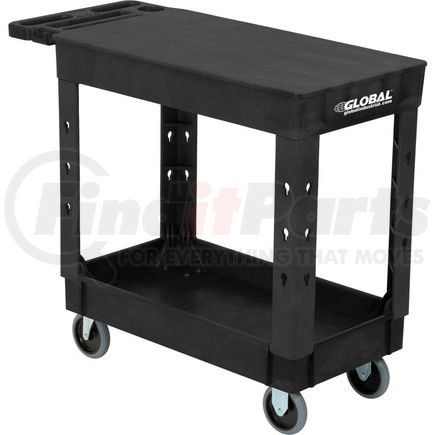 800337 by GLOBAL INDUSTRIAL - Global Industrial&#153; Flat Top Plastic Utility Cart, 2 Shelf, 38"Lx17-1/2"W, 5" Casters, Black