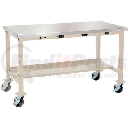 319361BTN by GLOBAL INDUSTRIAL - Global Industrial&#153; 48x30 Mobile Production Workbench Power Apron Stainless Steel Square Edge TN