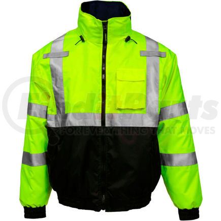 J26172.XL by TINGLEY - Tingley&#174; Bomber 3.1&#8482; Hi-Vis Hooded Jacket, Zipper, Fluorescent Yellow/Green/Black, XL