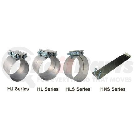 HJS500 by TECTRAN - Exhaust Clamp - 5 in., Stainless Steel, Butt Style, with 2 Bolts and Reaction Blocks