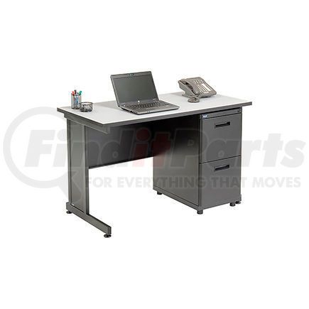 670077GY by GLOBAL INDUSTRIAL - Interion&#174; Office Desk with 2 Drawers - 48" x 24" - Gray