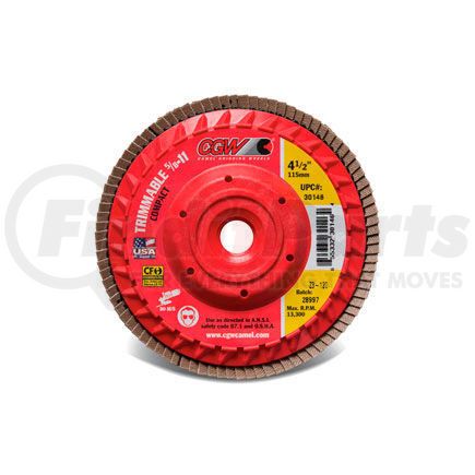 30202 by CGW ABRASIVE - CGW Abrasives 30202 Trimmable Flap Discs with Built in Hub 4-1/2" x 5/8-11" 40 Grit Ceramic