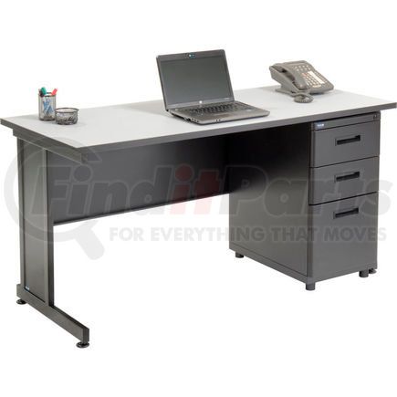 670073GY by GLOBAL INDUSTRIAL - Interion&#174; Office Desk With 3 Drawers, 60"W x 24"D - Gray