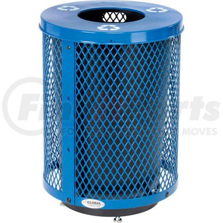 261924RBLD by GLOBAL INDUSTRIAL - Global Industrial&#153; Outdoor Steel Diamond Recycling Can With Flat Lid & Base, 36 Gallon, Blue