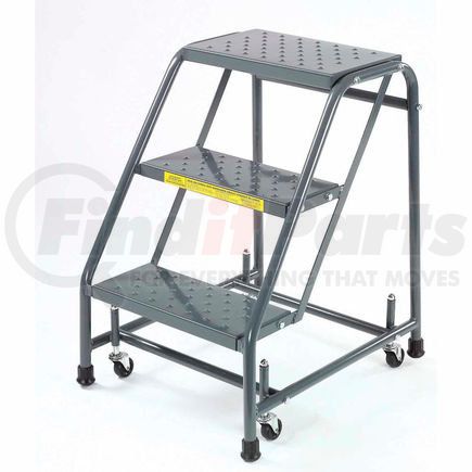318P by BALLYMORE - Perforated 16"W 3 Step Steel Rolling Ladder 10"D Top Step - 318P