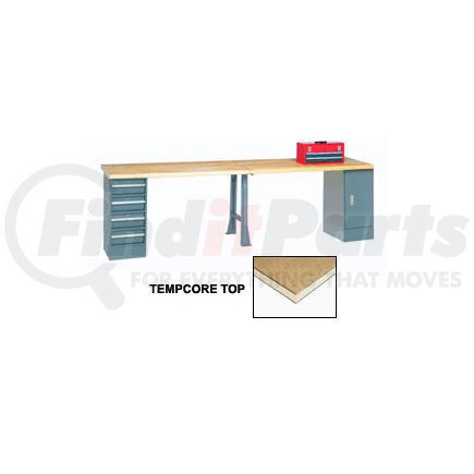 607990 by GLOBAL INDUSTRIAL - Global Industrial&#153; 120x30 Production Workbench Shop Square Edge, Cabinet, 4 Drawer, 1 Leg GY